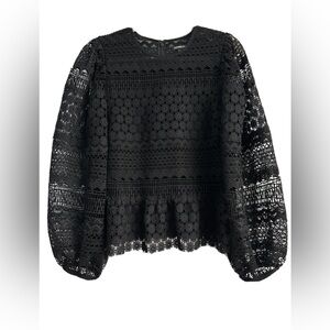 Express Black Embellished Peplum Blouse